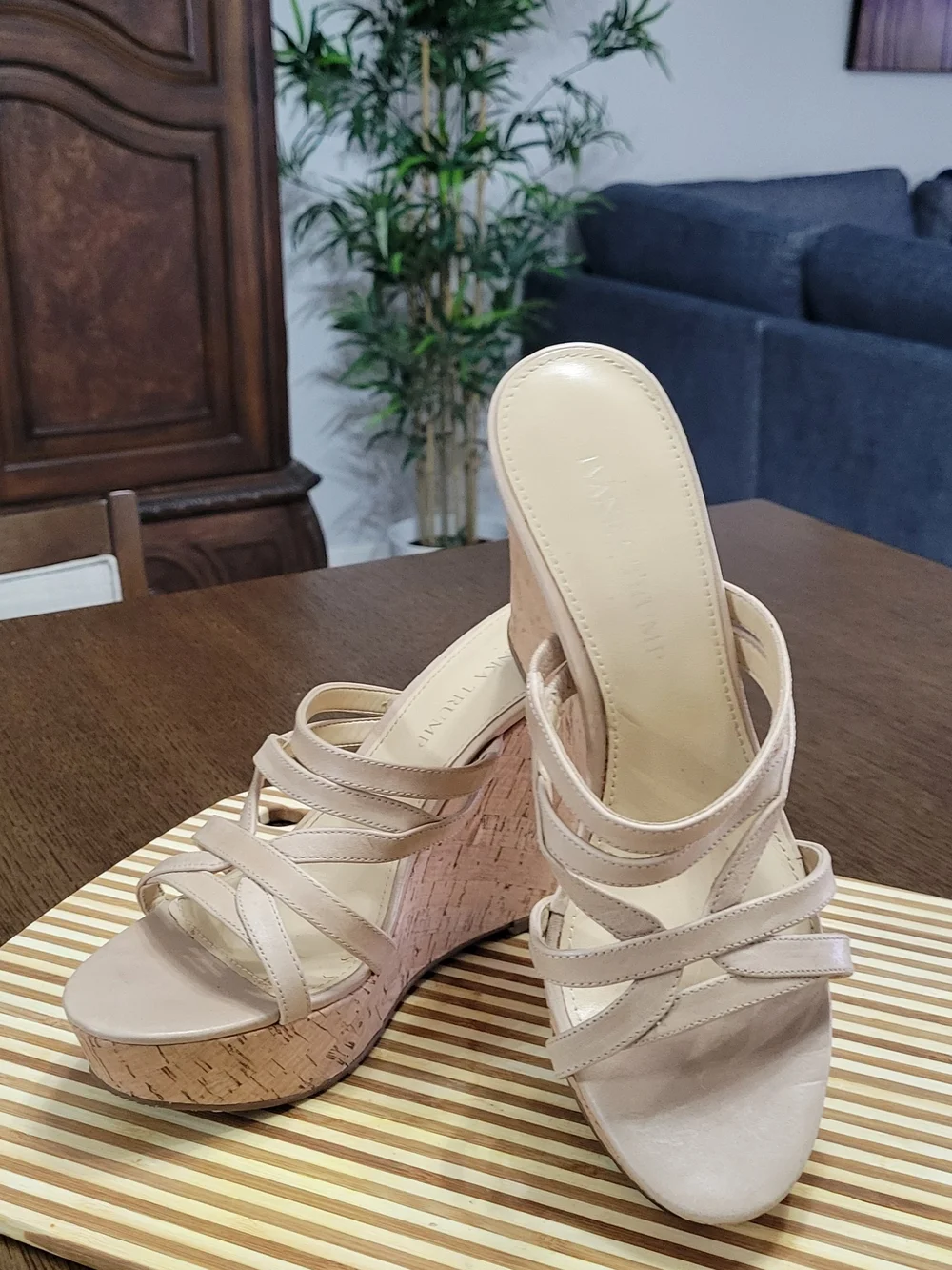 Ivanka Trump Beige Cork Wedge Heels